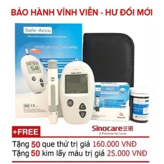 Bộ máy thử đường huyết, tiểu đường Sinocare Safe-Acucu tặng kèm 50 que và 50 kim