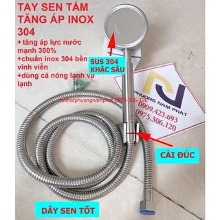 [HÀNG LOẠI 1] BỘ Tay Sen Tắm Tăng Áp bằng 100% INOX 304 TS20 và dây inox 304 TS nước mạnh độ bền tốt