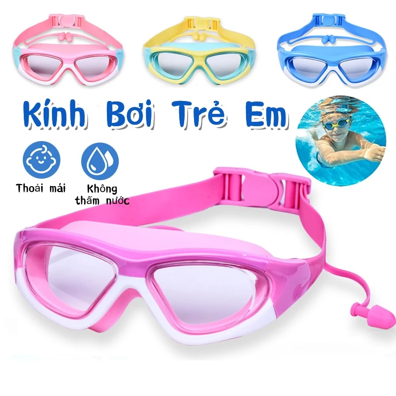 Kính bơi trẻ em không gọng 4-13 tuổi,kính bơi cho bé,Kính bơi cho bé trai và bé gái,nút bịt tai
