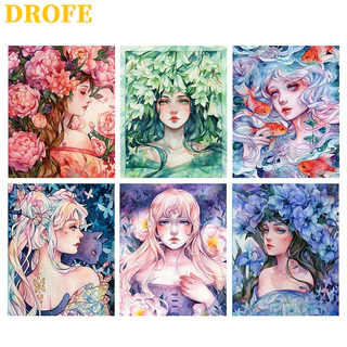 DROFE Bộ tranh sơn dầu 40x50cm tự làm thủ công độc đáo