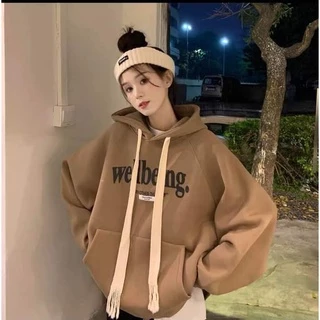 (video+ảnh thật) Áo Hoodies Nữ Form Rộng Mũ 2 Lớp - Áo Hoodie In Chữ Welldeing Oversize