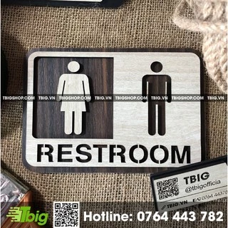 Bảng restroom (toilet) bằng gỗ cắt laser 2 lớp | trang trí homestay