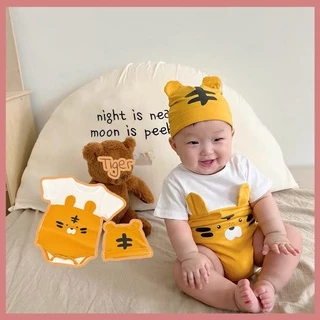 Bộ Áo Liền Quần Chất Liệu 100% Cotton In Họa Tiết Hoạt Hình Dễ Thương Cho Bé Sơ Sinh