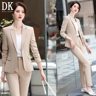 GIẢM 70% Bộ vest nữ công sở 1 cúc đẹp màu kem sữa DKU0002 - DUKI STORE