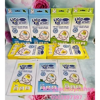 Miến dán hạ sốt Lico kid giúp giảm sốt nhanh, mát lạnh tức thời, hạ nhiệt - Miếng dán lạnh hạ sốt cho bé (6 miếng/ Hộp)