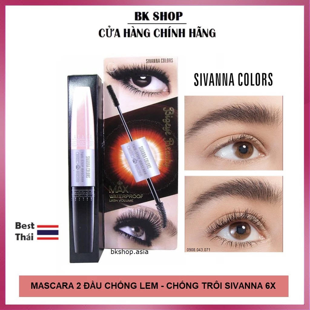[Thái Lan] Mascara 6X  Thái Lan Sivanna  2 đầu chải mi trên+dưới, chống lem, chống trôi , kháng nước HF891