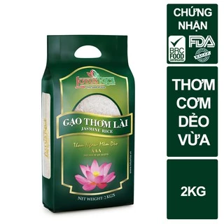 Gạo Thơm Lài thơm ngon dẻo vừa Lotus Rice 2kg - Gạo ngon sạch chuẩn xuất khẩu - An toàn thực phẩm