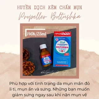 Huyền dịch Kẽm chấm mụn Propeller Boltushka giúp giảm sưng mụn, đẩy mụn ẩn, nhanh khô còi mụn