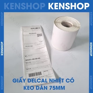 Giấy In Bill Có keo dán k80, giấy in nhiệt có keo dán 75mm, giấy in vận đơn TMĐT cho máy in bill.