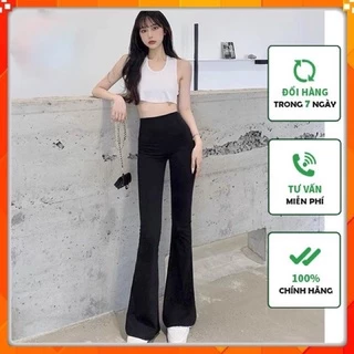 Quần ống loe,quần legging ống loe cạp cao siêu tôn dáng chất vải cotton co giãn thoải mái