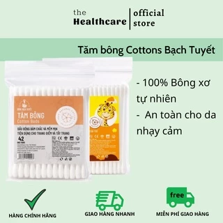 Tăm bông ngoáy tai Bạch Tuyết cho người lớn, trẻ em 100% bông xơ tự nhiên