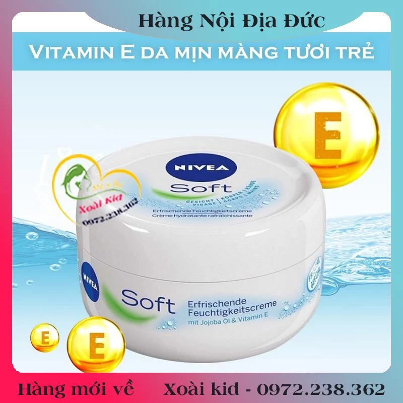 [auth] Kem dưỡng da Nivea Soft 200ml dưỡng ẩm chống nẻ chống khô mốc- Nội địa Đức Đủ Bill [Hot]