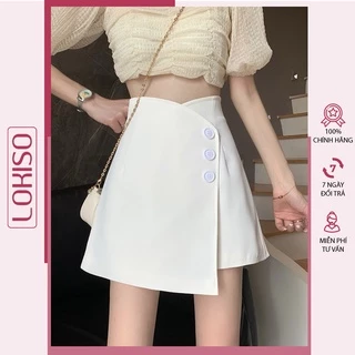 Quần short nữ lưng cao ống rộng giả váy đẹp công sở ulzzang LOKISO QS08