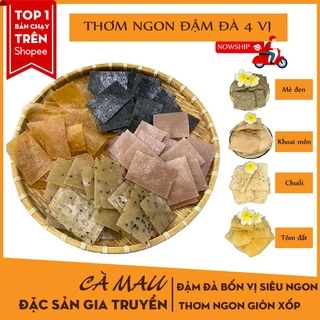 Bánh phồng 4 vị tôm - chuối - khoai môn - mè đen |Bánh phồng ngon| Đặc sản Cà Mau |GÓI 200G|KHÔNG NGON HOÀN TIỀN