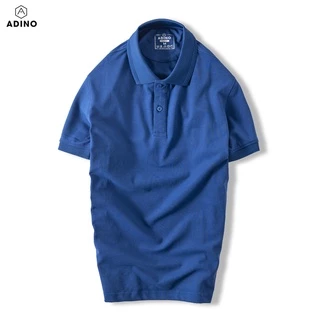 Áo polo nam màu xanh bích đậm phối viền ADINO vải cotton polyester dáng công sở slimfit hơi ôm trẻ trung AP83