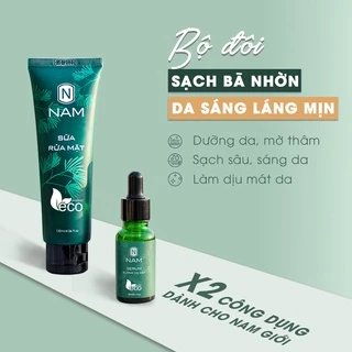 Combo Sữa Rửa Mặt và Serum Sạch Bã Nhờ, Dưỡng Ẩm Sạch Mụn Thâm Dành Cho Nam - Chính Hãng