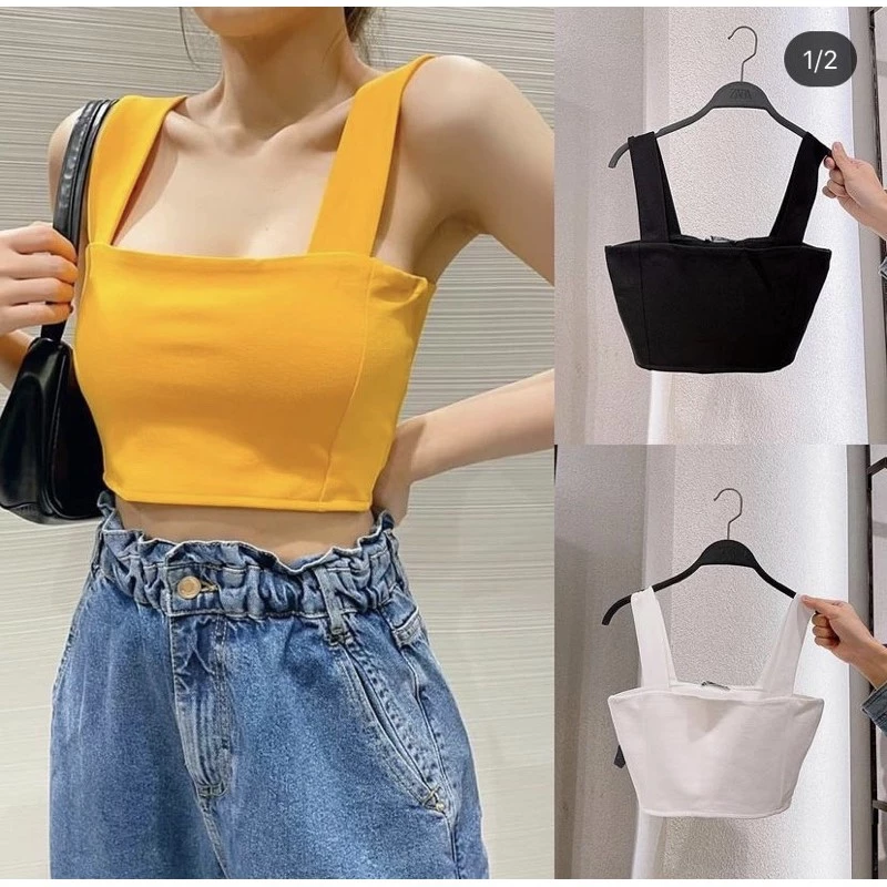 ÁO CROPTOP 2 DÂY BẢN TO 3 MÀU