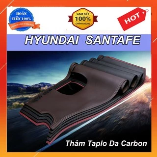 Thảm taplo da carbon Santafe 2019 2020 2021 2022 2023 2024 màu đen, đế có chống trượt