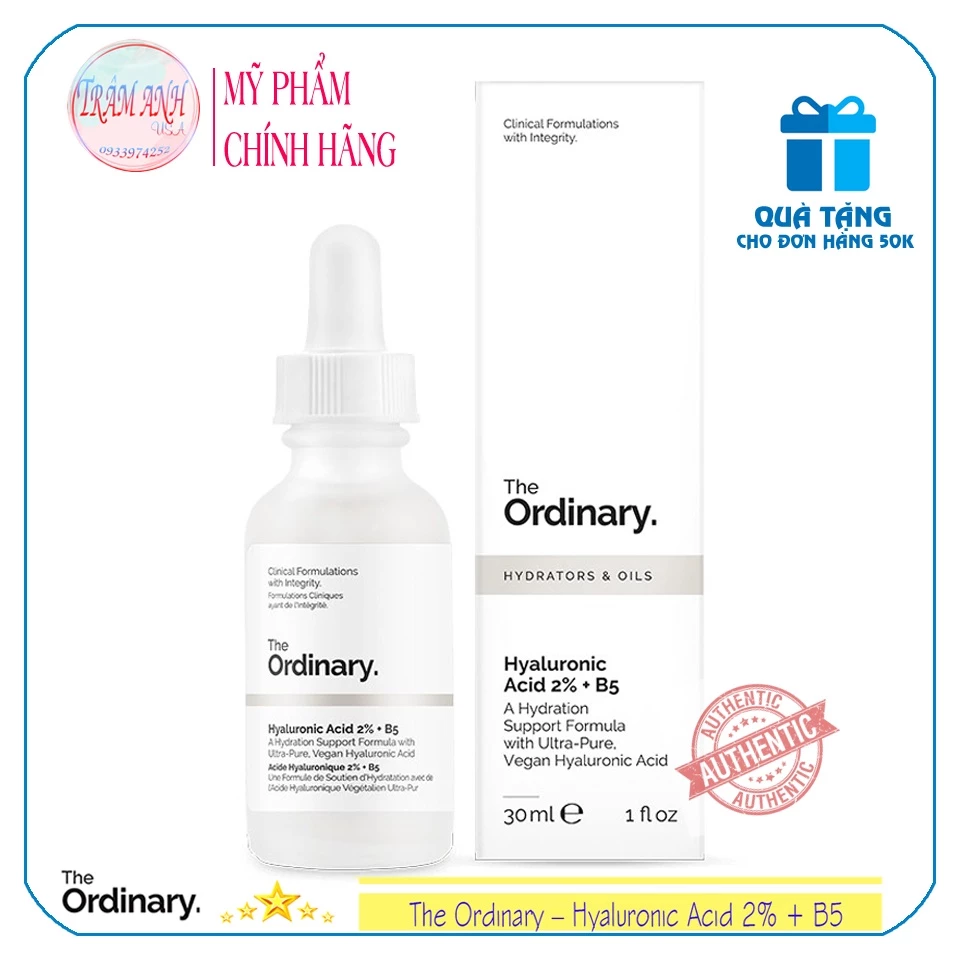 Cấp ẩm hồi phục Hyaluronic Acid 2% + B5 - The Ordinary (Bill Hãng)