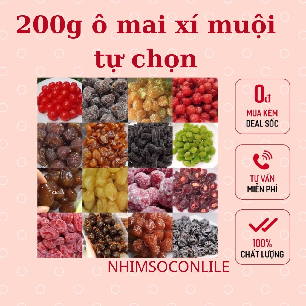 200gram Ô mai  xí muội các loại khách hàng tự chọn cực ngon