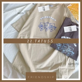 [CÓ SIZE] FRIENDSHIP -Áo thun tay lỡ, form xuông, UNISEX, cotton dày dặn, mát mẻ 3158