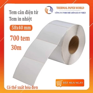 Giấy in tem cân điện tử 58 x 40 | Decal nhiệt 58x40