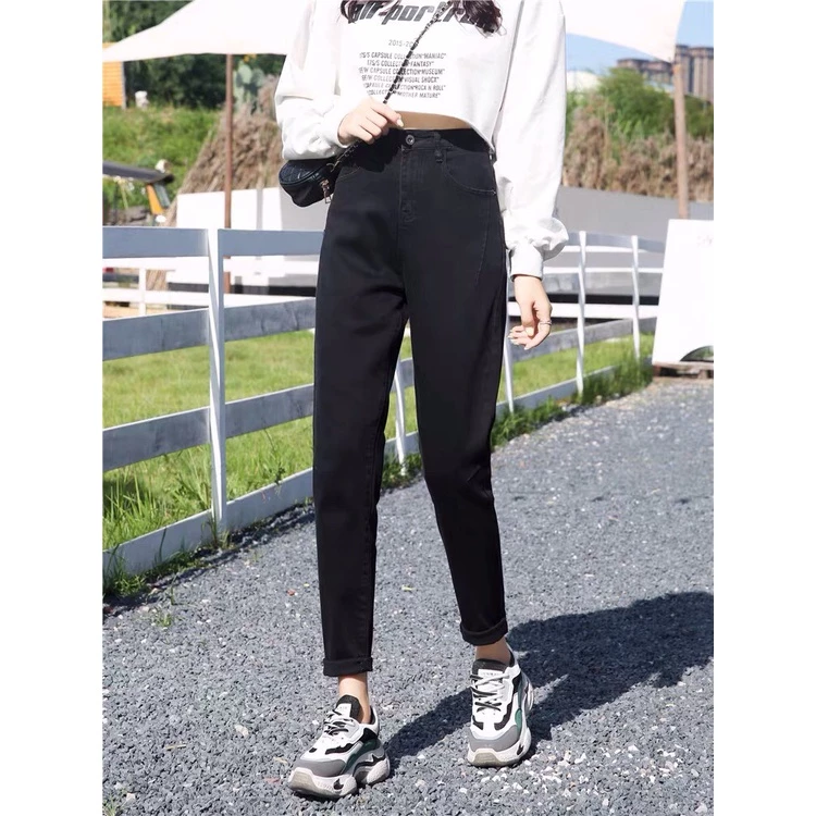 Quần jean nữ quần baggy ống rộng quần bò đen lưng cao tôn dáng NBG_01 style Hàn Quốc