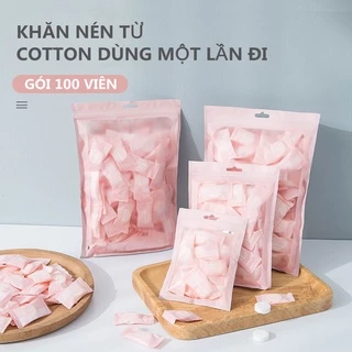 100 chiếc khăn nén từ cotton dùng một lần đi khi đi lịch khăn mặt nén