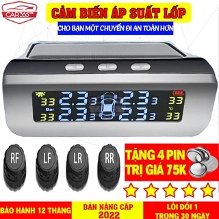 Cảm biến áp suất lốp ô tô xe hơi gắn ngoài cao cấp , Pin sạc năng lượng mặt trời, màn hình LCD, tuổi thọ pin 5 năm BH12T