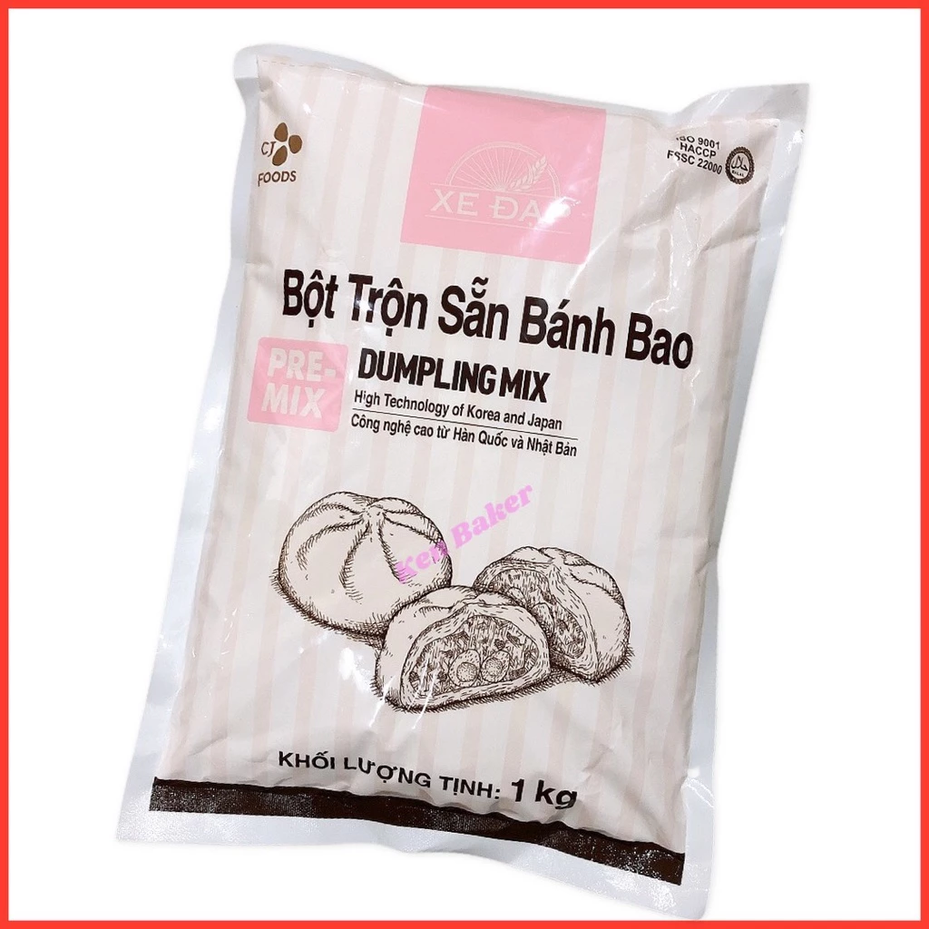 Bột trộn sẵn bánh bao CJ  Hàn Quốc hiệu Xe Đạp 1Kg PartyCakes