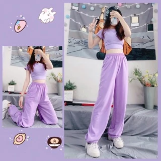 Set LongPants Basic-Áo CropTop Body Basic Ảnh Thật 100%