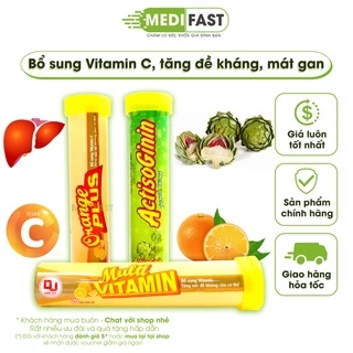 Viên sủi vitamin C, tăng sức đề kháng, giảm mệt mỏi, mát gan, lợi tiểu Đ.Y hương cam, actiso - Tuýp 20 viên