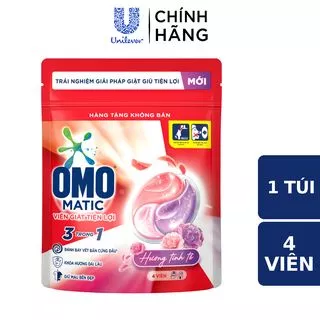 [HC Gift] Túi viên giặt tiện lợi OMO 3 trong 1 (4 viên/túi) (mẫu ngẫu nhiên)