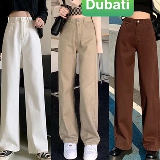 QUẦN JEANS CHẤT BÒ , KAKI ỐNG SUÔNG RỘNG NÂU SỮA CẠP CAO DÀI CHÂN SIÊU TÔN DÁNG PHONG CACH HOT TREND 2022 -DUBATI FASHIO