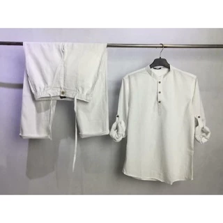 Bộ Đũi Nam Bộ Quần Áo Đũi Dài Vải Đũi Cotton Mộc Mạc Thoáng Mát BDN2