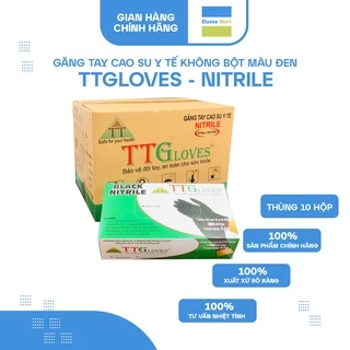 Thùng 10 Hộp Găng Tay Y Tế Nitrile Không Bột Cao Cấp TTGloves Màu Đen