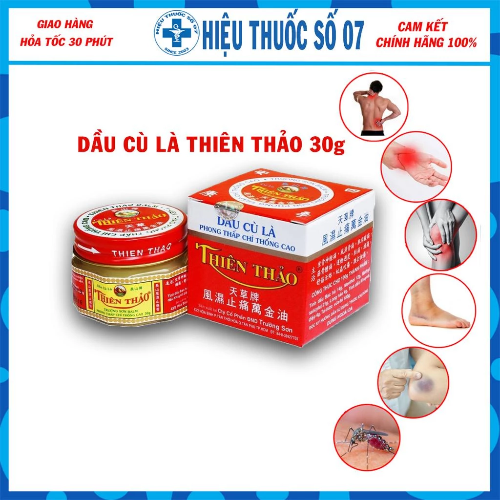 Dầu Cù Là Thiên Thảo lọ 30g hỗ trợ giảm đau nhức cơ, nhức khớp, nhức đầu, đau bụng, cảm cúm và vết do côn trùng cắn