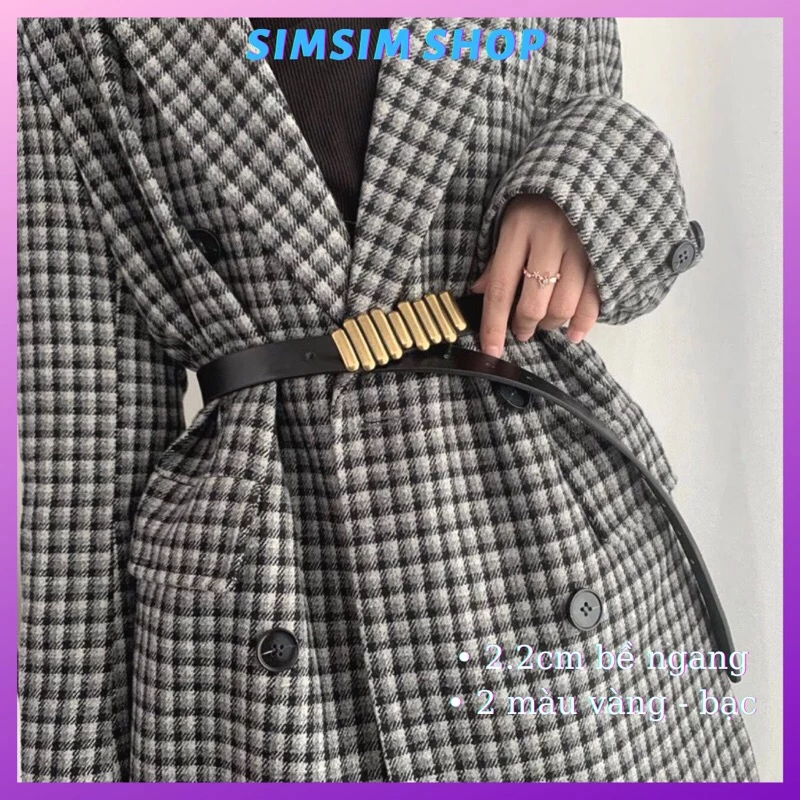 Đai váy Thắt Lưng nữ Bản nhỏ Dây nịt nữ Mặt kim loại bản nhỏ 2.3cm Đv013 sang chảnh da đẹp đục nhiều lỗ