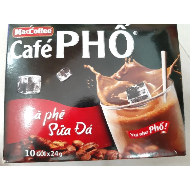 Cà phê Phố sữa đá hộp 10 gói x 24g