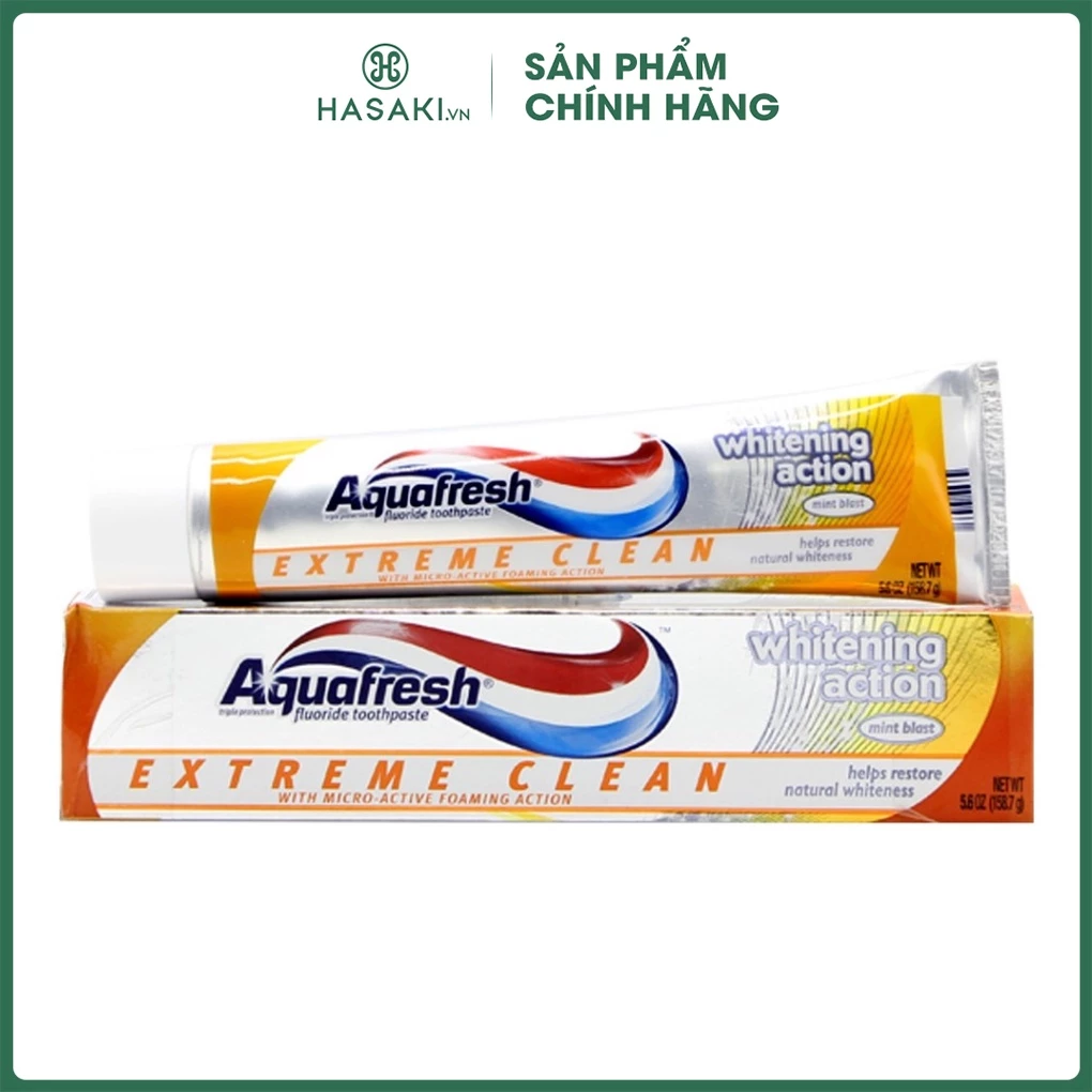 Kem Đánh Răng Aquafresh Phục Hồi Độ Sáng Tự Nhiên Extreme Clean Whitening Action 158.7g