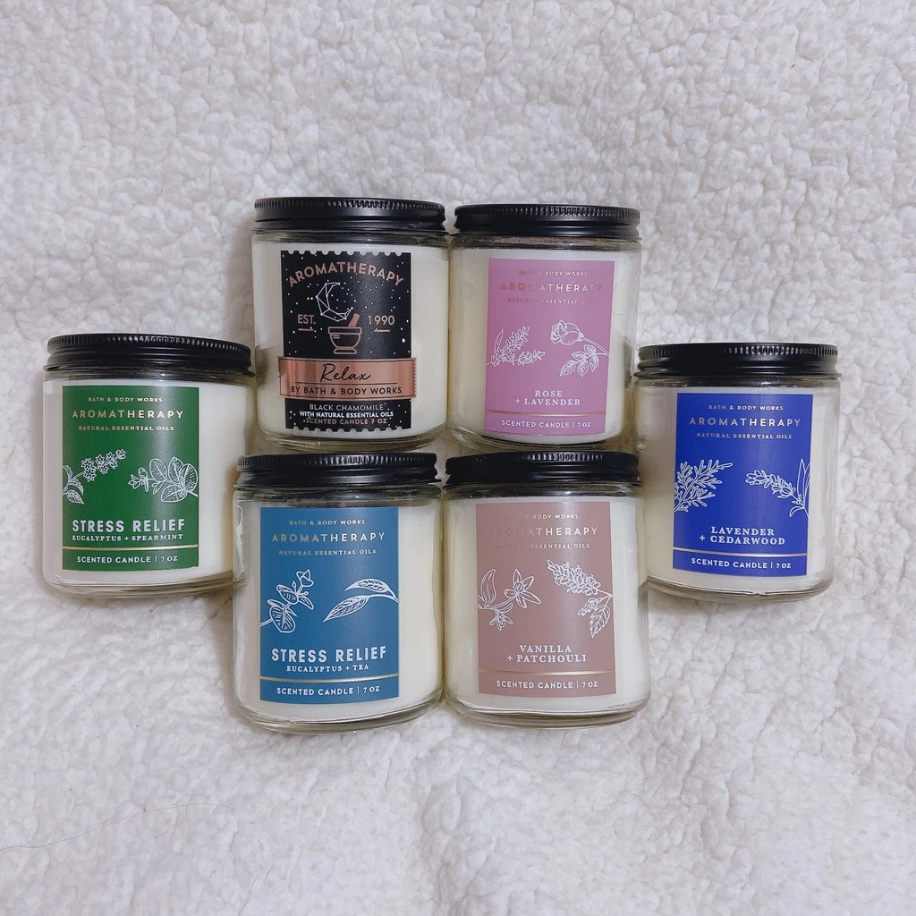 {Chuẩn Auth} {Bill Mỹ} Aromatherapy Nến Thơm Single wich Candle 1 tim 198gr BBW Bath & Body Works 1 bấc one wick