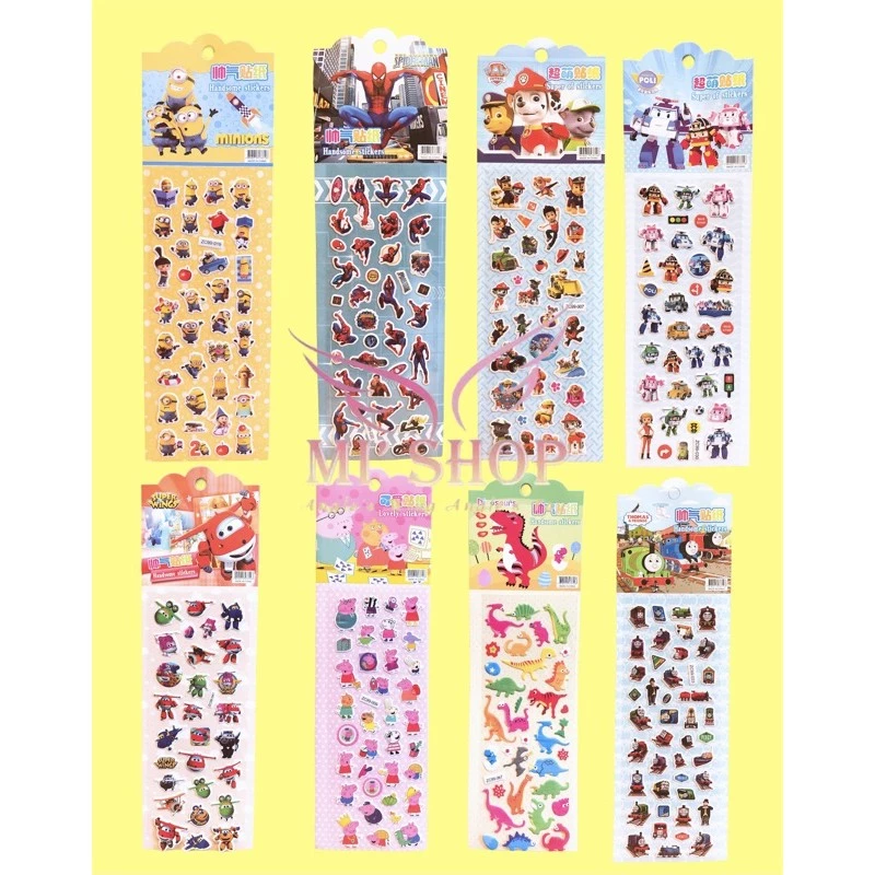 Hình Dán Sticker Cho Bé ZC99 Elsa Poli Thomas Cars Minions Pony Đội Chó Cứu Hộ Khủng Long Spiderman Doraemon Xe