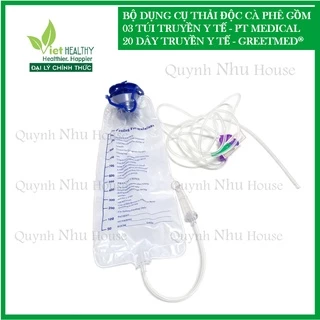 Bộ dụng cụ thải độc đại tràng 45 ngày gồm 3 túi truyền, 20 dây truyền loại Fr10 (Coffee enema kit)