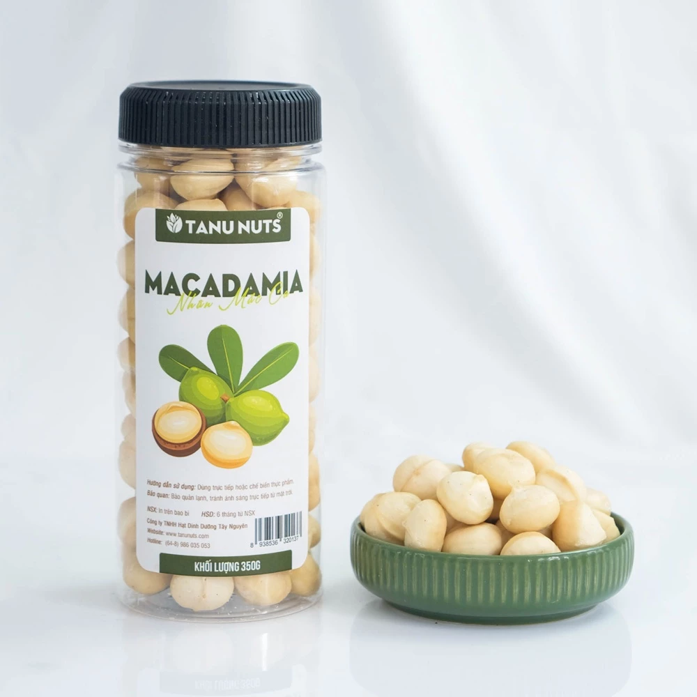 Hạt macca tách vỏ TANU NUTS hũ 350g, nhân hạt macca Tây Nguyên hạt dinh dưỡng tốt cho bà bầu, bé.