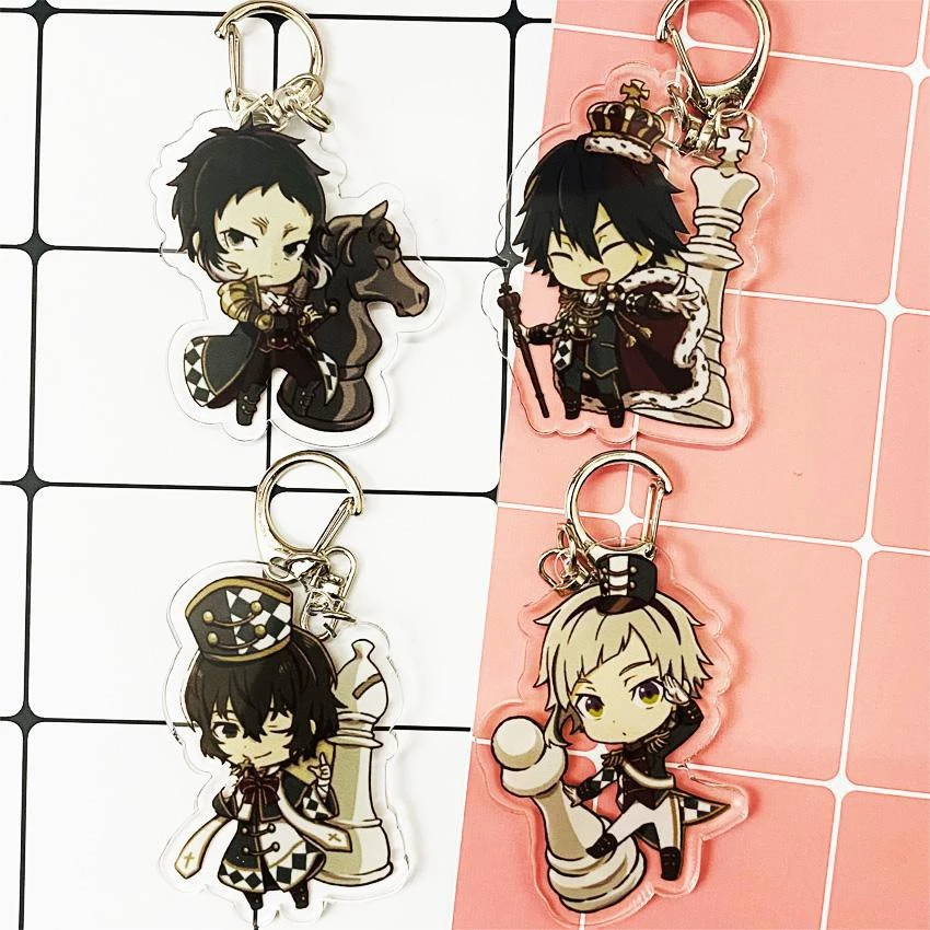 Móc khóa Bungou Stray Dogs Văn hào lưu lạc ver cờ vua mica acrylic in hình anime chibi quà tặng cho fan