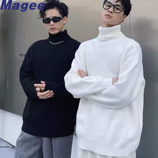 Magee Áo sweater Dệt Kim Dày Hai Lớp Cổ Lọ Phong Cách Hàn Quốc Chất Lượng Cao Cho Nam