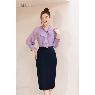 LALULILL - Sơ mi tay Zaglan liền vai cổ thắt nơ LSM226120