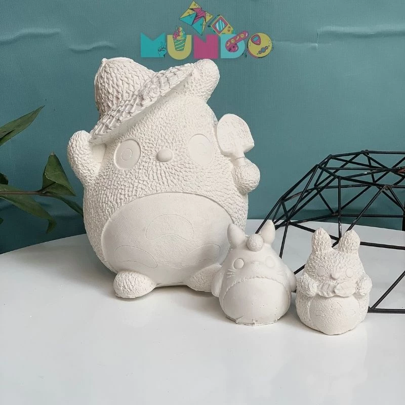 Combo 2 tượng tô màu cao cấp chọn mẫu SIZE M TOTORO MINI, tượng thạch cao MUNDO