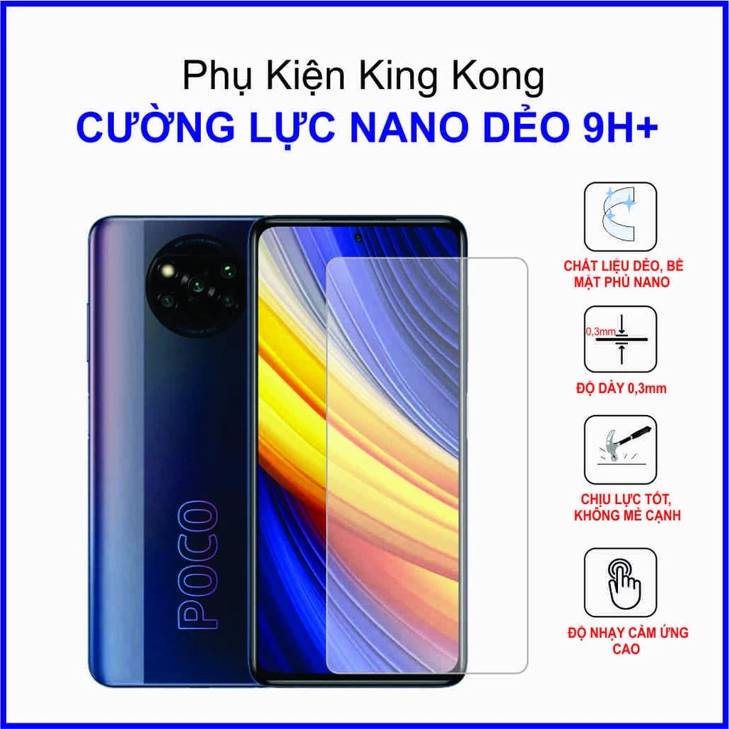 Dán cường lực Xiaomi Poco X3 cường lực nano dẻo 9H+