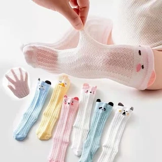 Vớ Dài Qua Đầu Gối Vải Cotton Phối Lưới Mỏng Chống Muỗi Thời Trang Hè Thu Cho Bé Sơ Sinh